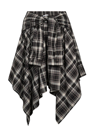 DagnyCC Check Tie Skirt 65001-Svart - 500069