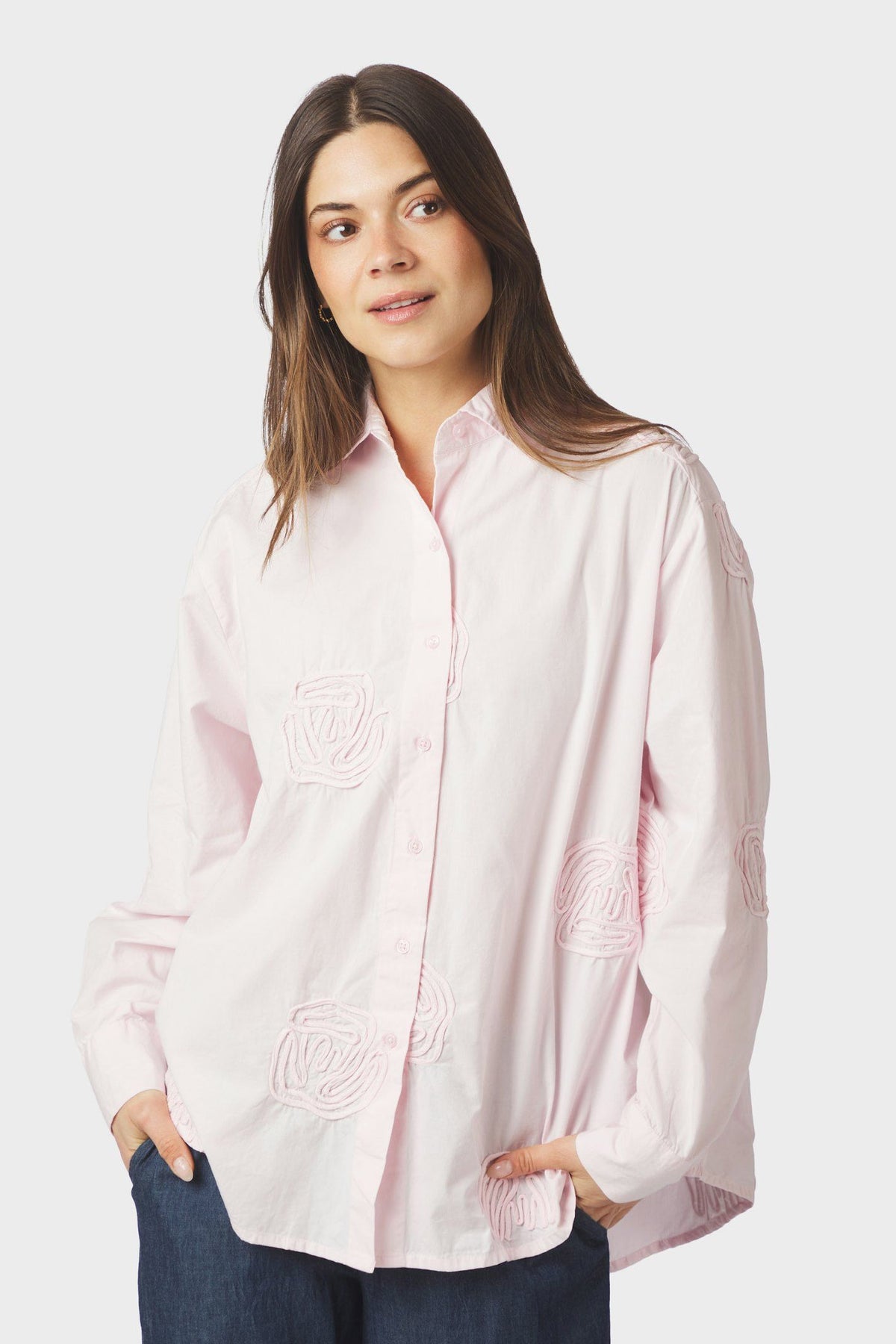 Dalma Dori Emb Shirt LJUSROSA - 166746