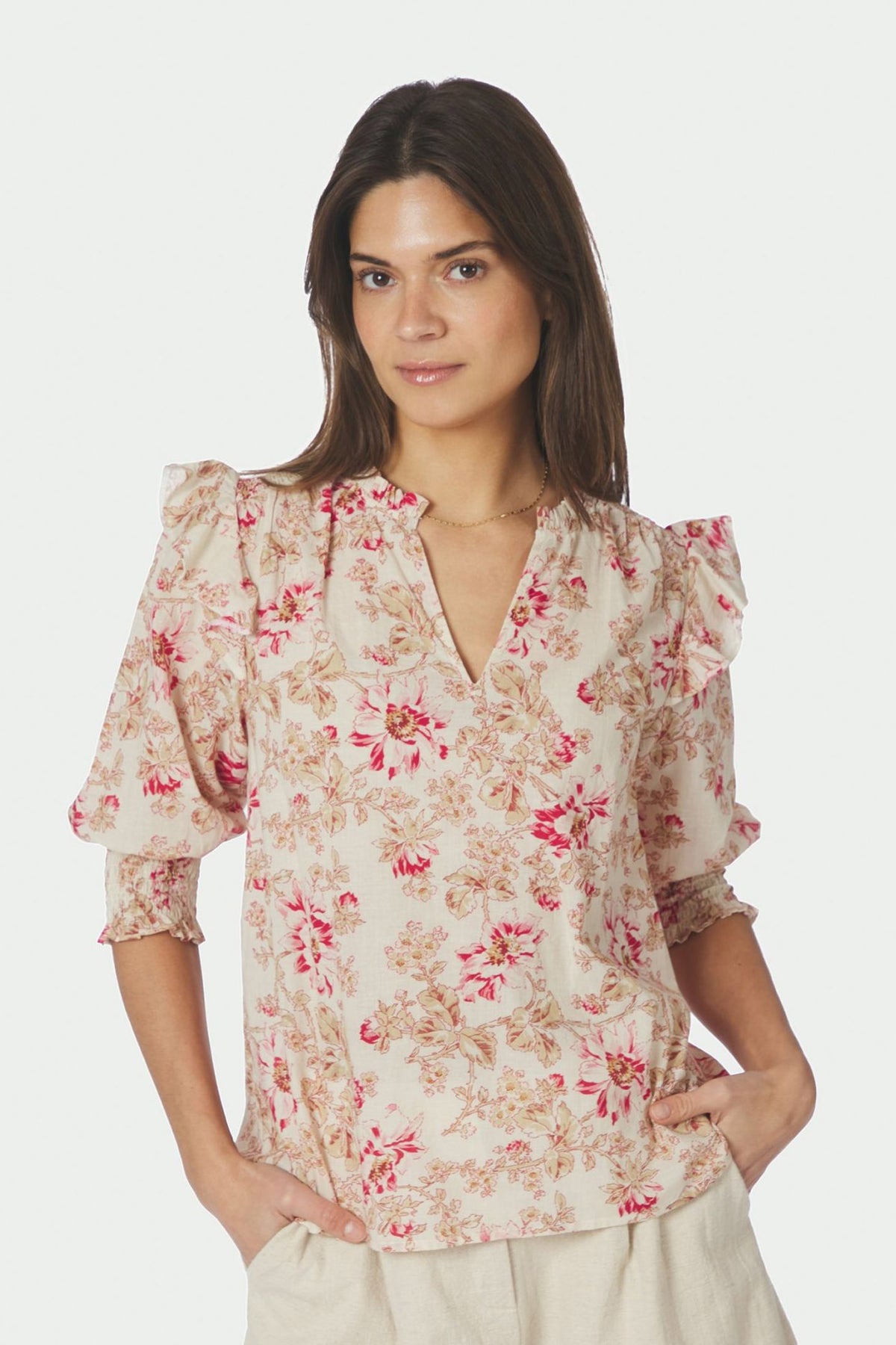 Davina Flower Rose Blouse Rosa - 168297