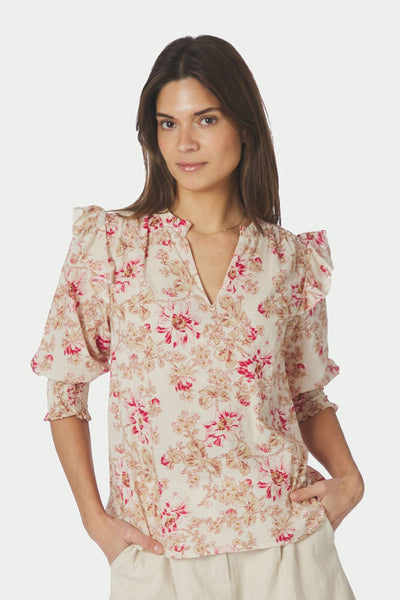 Davina Flower Rose Blouse Rosa - 168297 Thumbnail