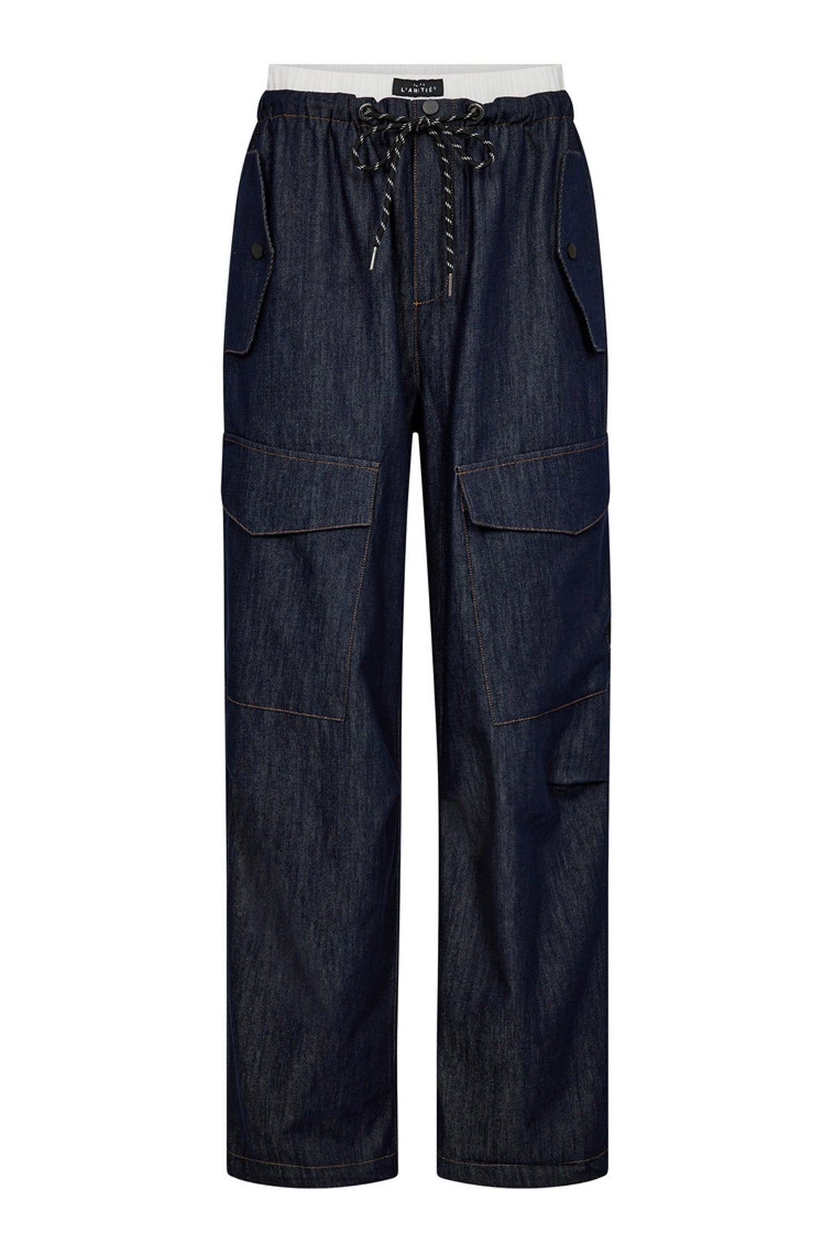 Denim Cargo Pull On Långa Byxor Mörk Denim - HL10356