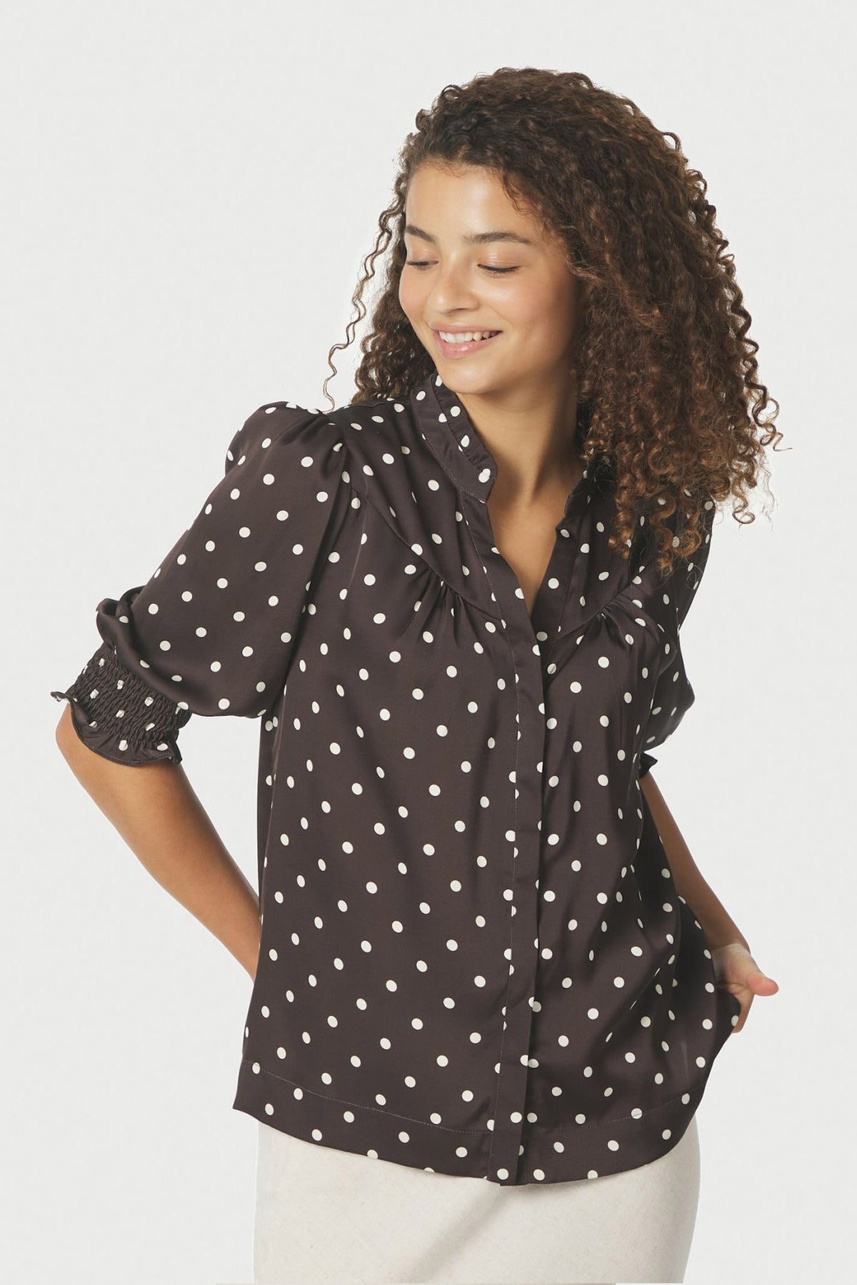 Diana Dot Blouse Mörkbrun - 168484