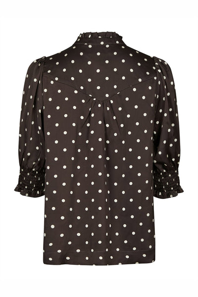 Diana Dot Blouse Mörkbrun - 168484 Thumbnail