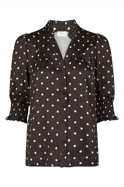 Diana Dot Blouse Mörkbrun - 168484 Thumbnail