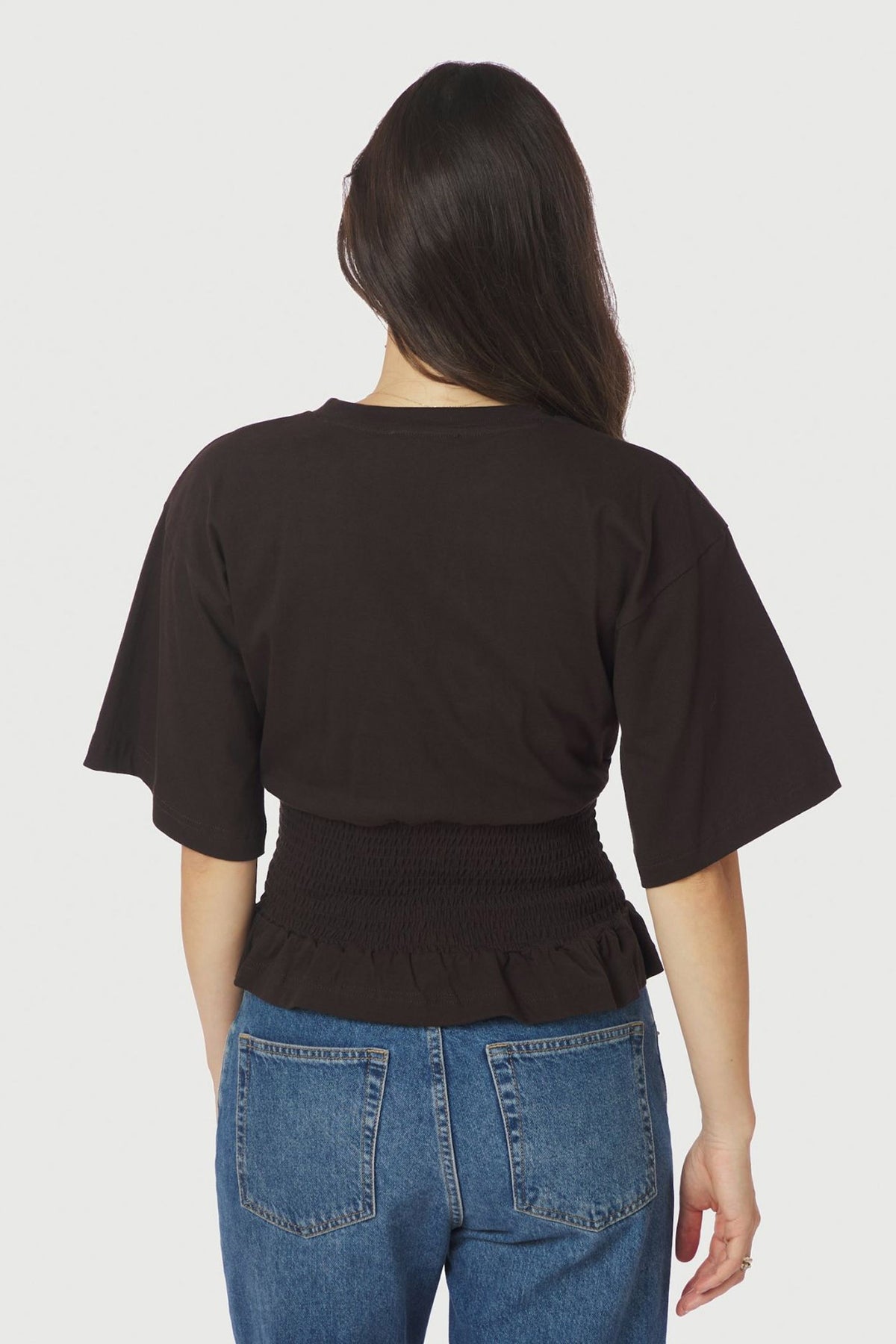 Dray Boxy Smock Tee Mörkbrun - 165720