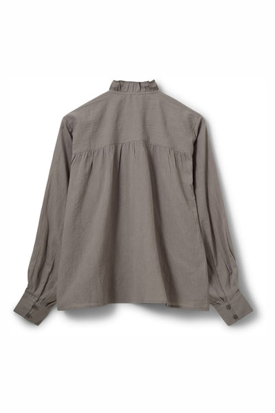EDNASW FRILLED PLACKET SHIRT 8052 Stone Grey - S261220 Thumbnail