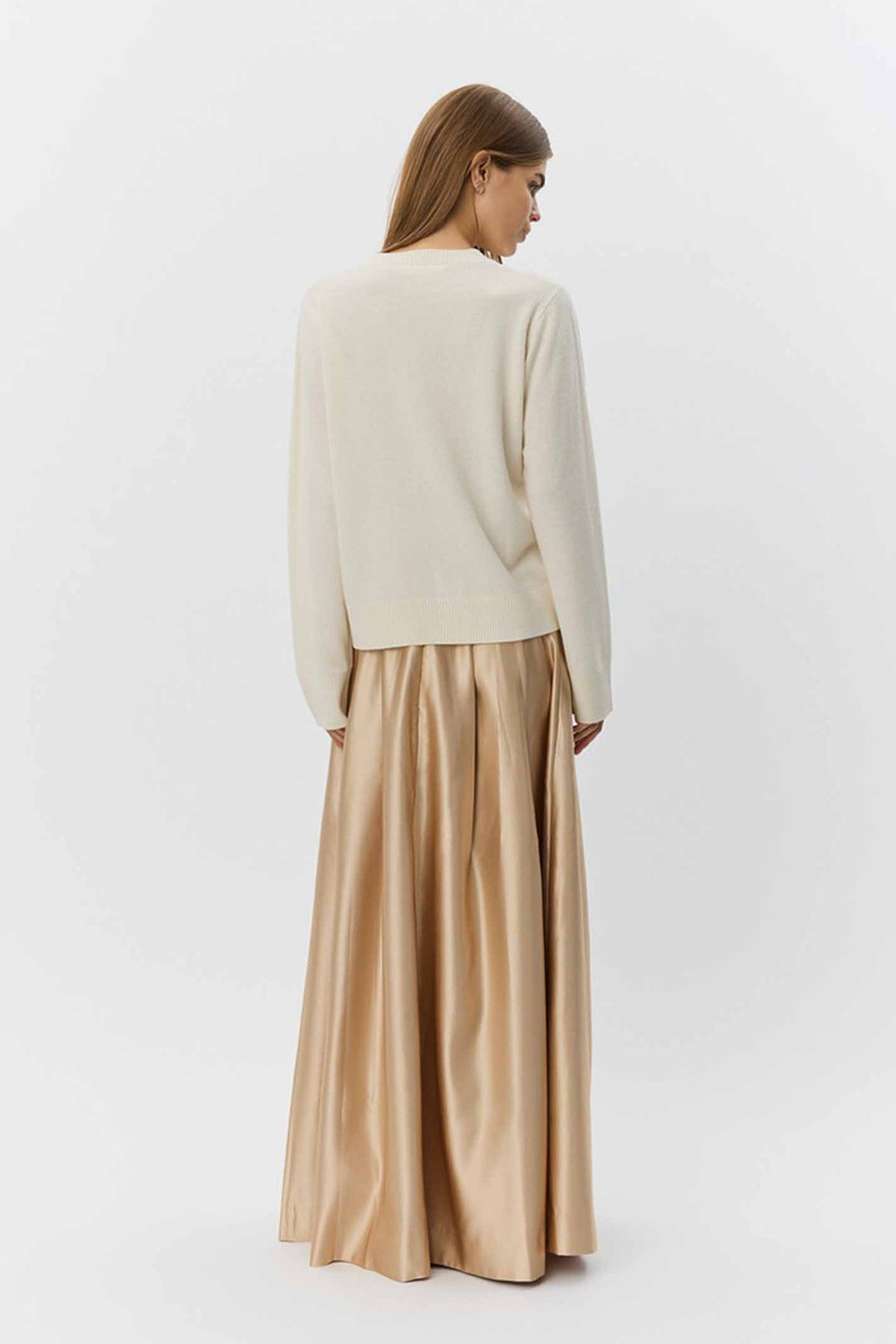 EMMYSW SATIN MAXI SKIRT 7070 Ljusbeige - S261411