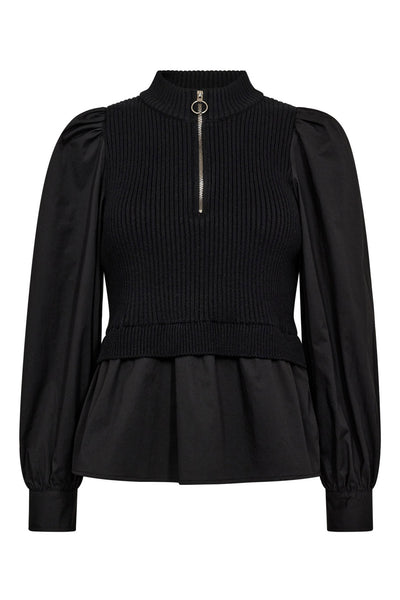 ElisabethCC Mix Zip Knit 96-Svart - 32192 Thumbnail