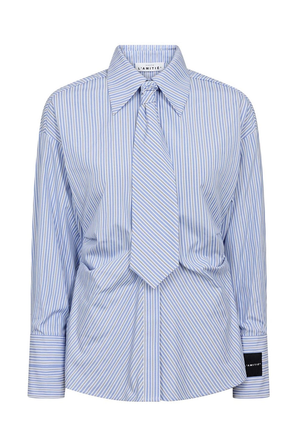 Emma Tie Slips Stripe Shirt Pale Blue - HL10667
