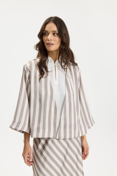 Estella stripe jacket Cafe latte - 17031 Thumbnail