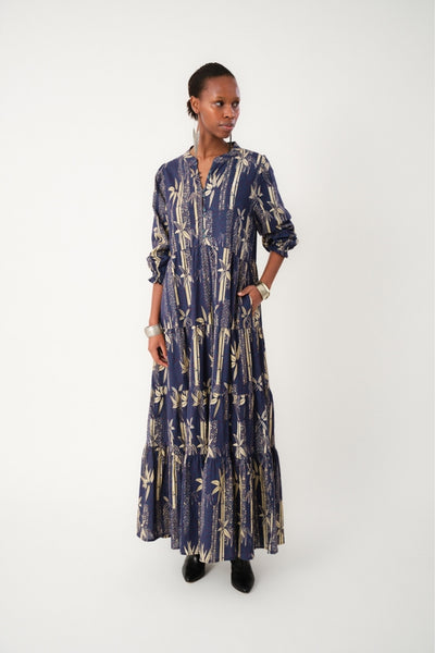 EvelynLL Maxi Dress LS 23 Mörkblå - 25440-3010 Thumbnail