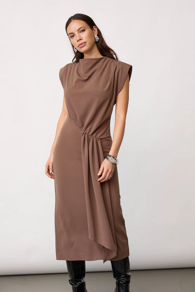 FalconCC Pleat Dress 154-Walnut - 46025 Thumbnail