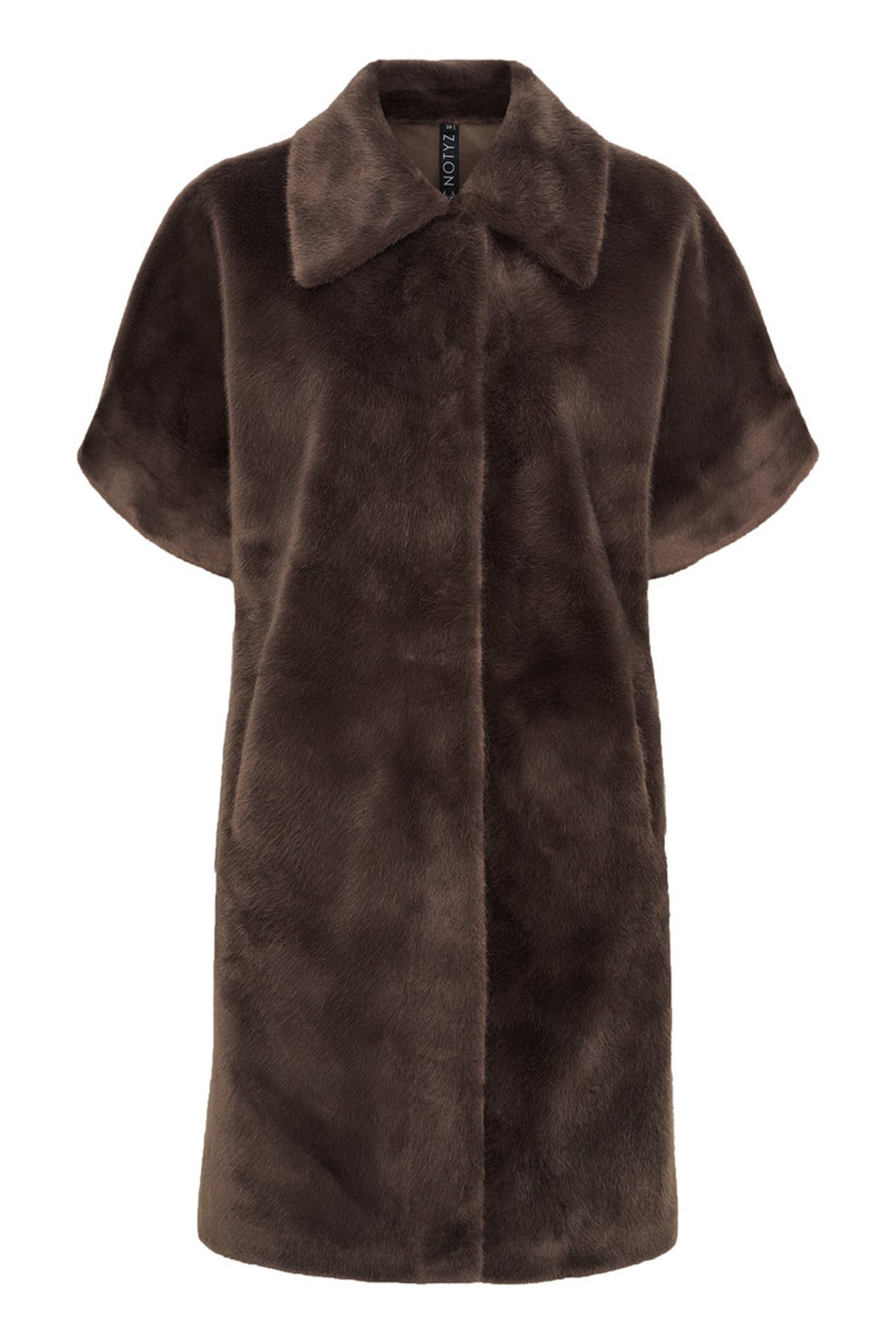 Faux Fur Long SS Jacket Mörkbrun - 40497