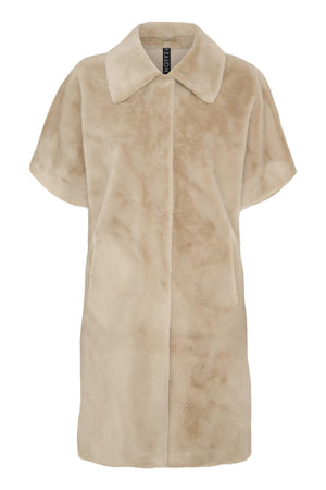 Faux Fur Long SS Jacket Sand Shell - 40497