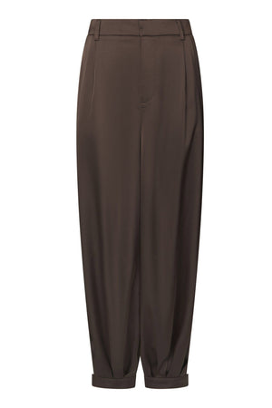 Fayla Drapy Satin Balloon Pant Mörkbrun - 167418