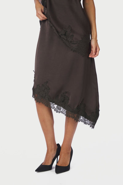 Fiora Lace Skirt Mörkbrun - 167417 Thumbnail