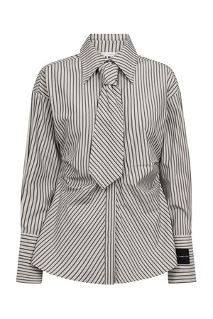 Gemma Tie Slips Stripe Shirt Beige - HL10817