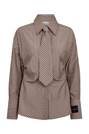 Gemma Tie Slips Stripe Shirt Dessert - HL10817