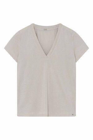 Ginnie, V-ringad t-shirt S/S 92020-Almond - 60714/1604