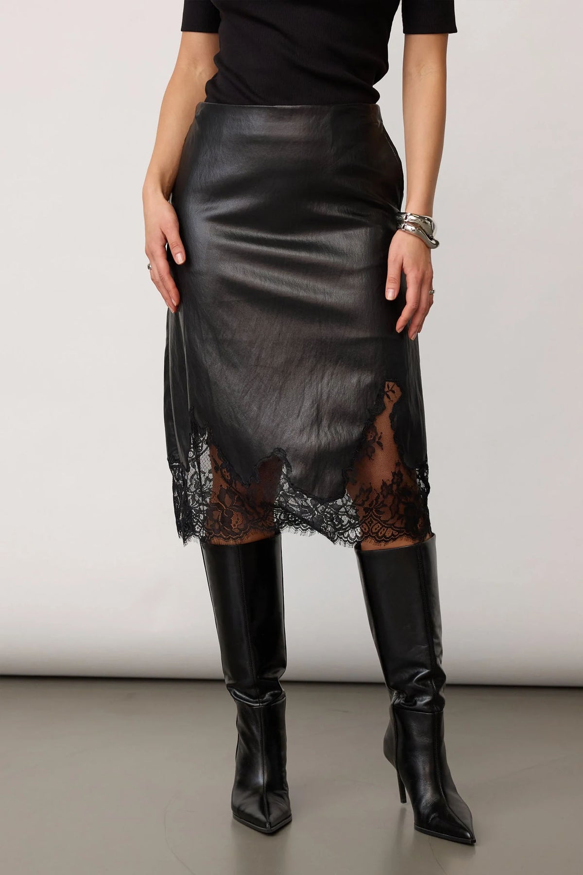 GittCC Lace Midi Skirt 96-Black - 44045