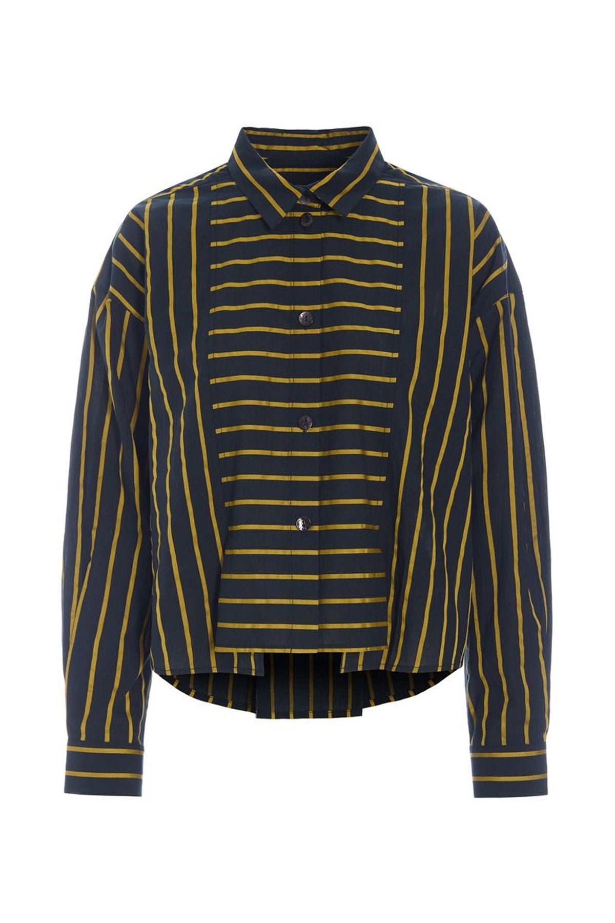 Skjorta med guldränder och veck BLACK GOLDEN STRIPES - 266-2487-5328