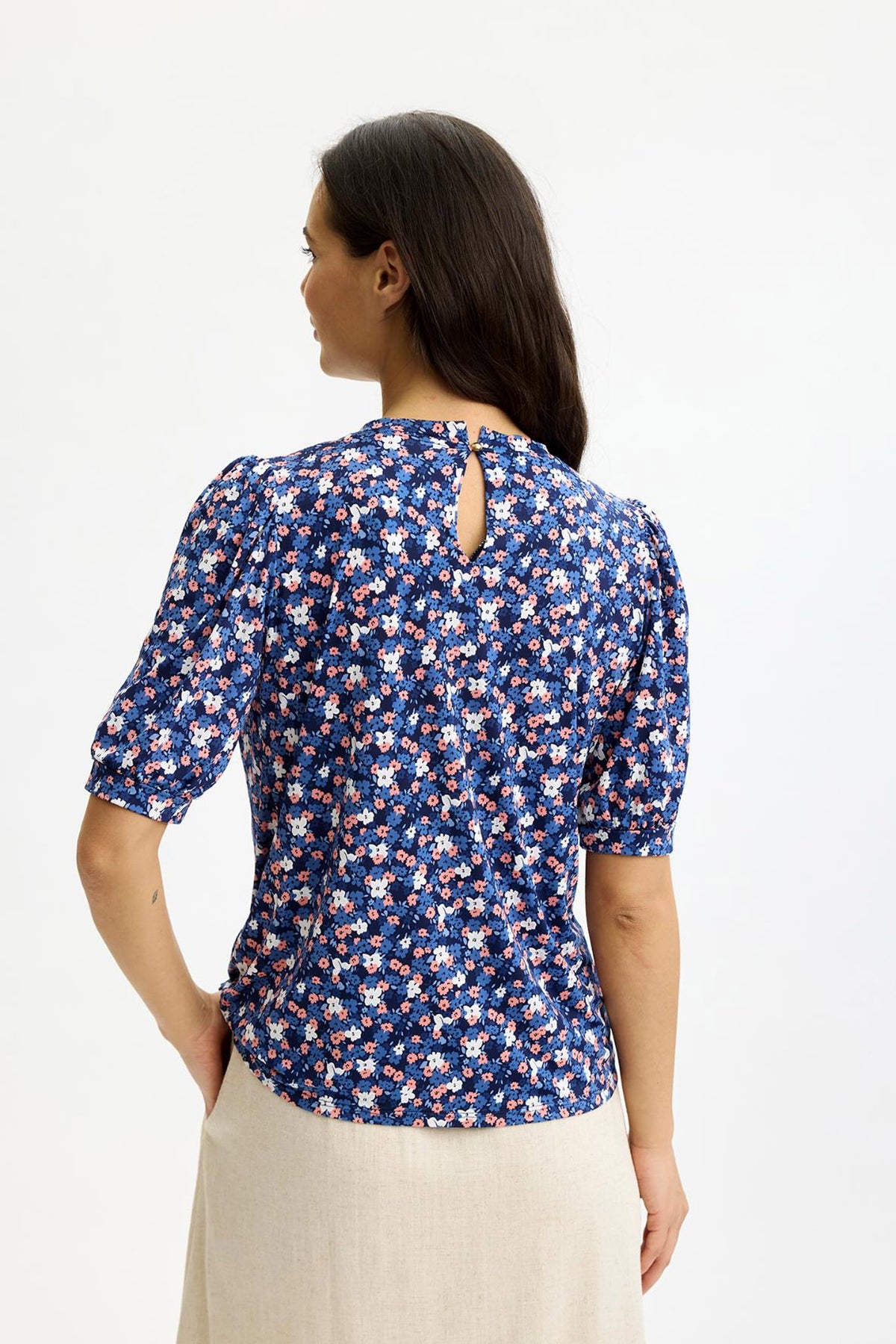 Grazia blus 1/2 ärm Blå - 17174