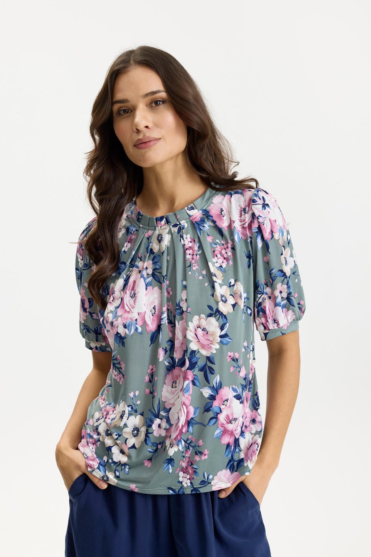 Grazia blus 1/2 ärm Grön - 17090