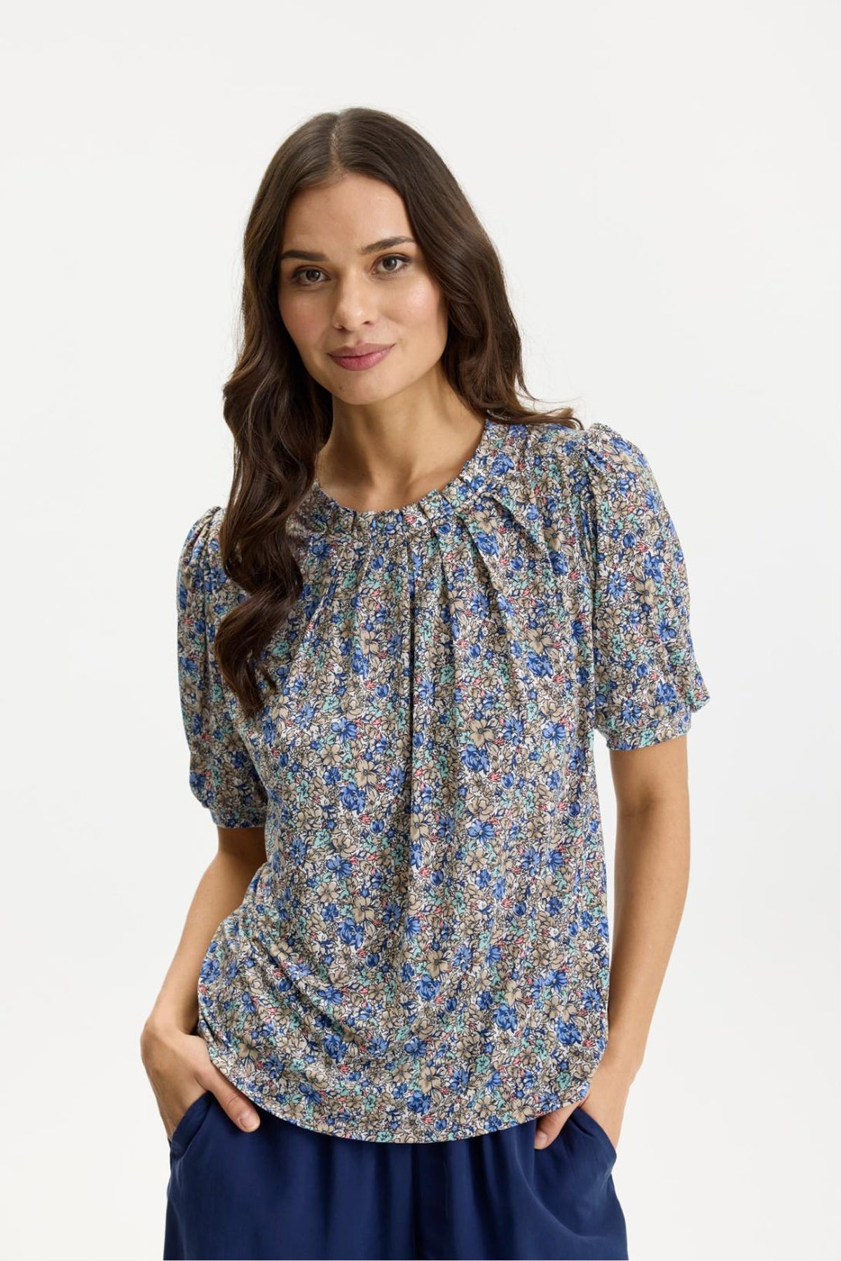 Grazia blus 1/2 ärm Multi Blue - 17087