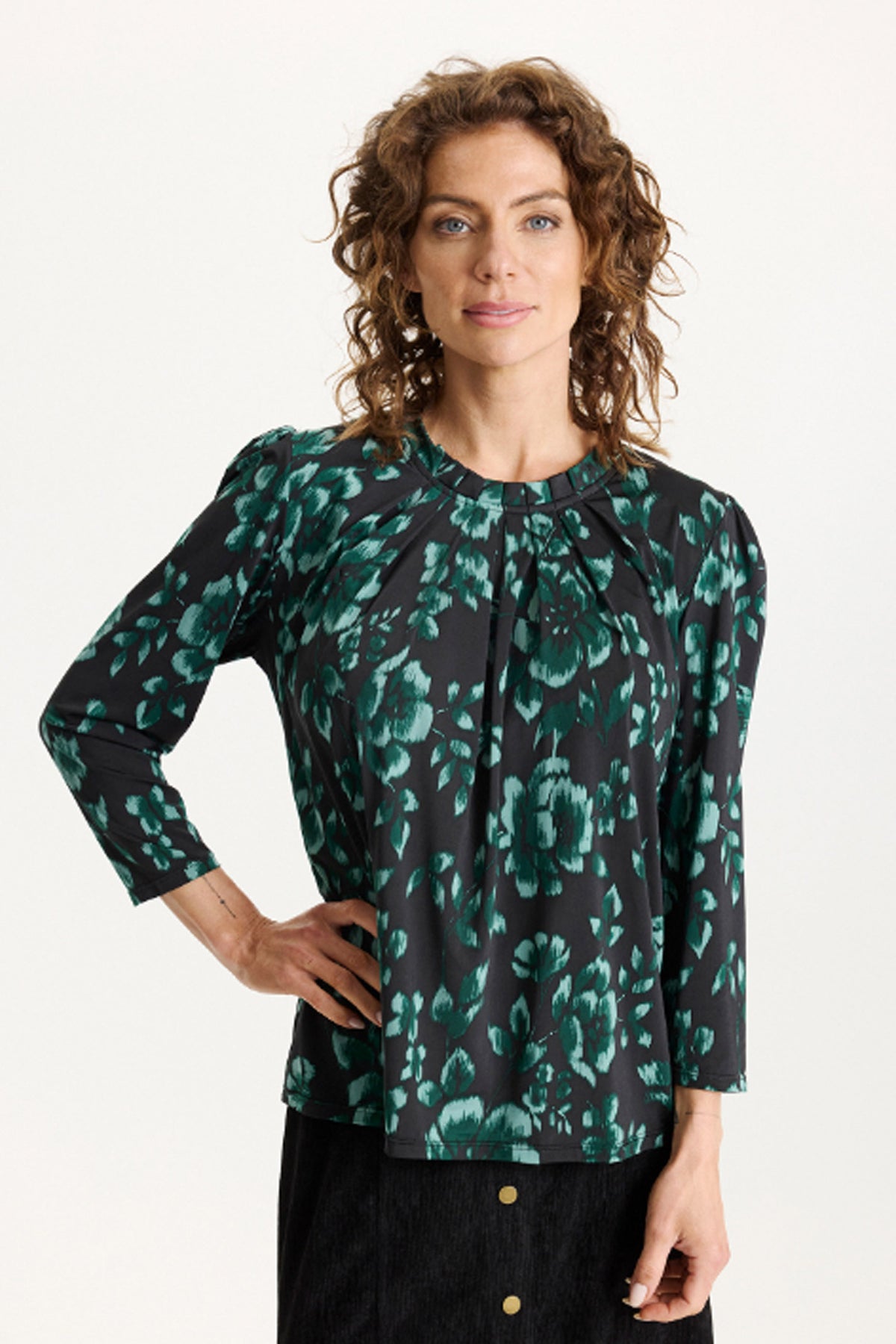 Grazia blus 3/4-ärm Aqua grön - 16867