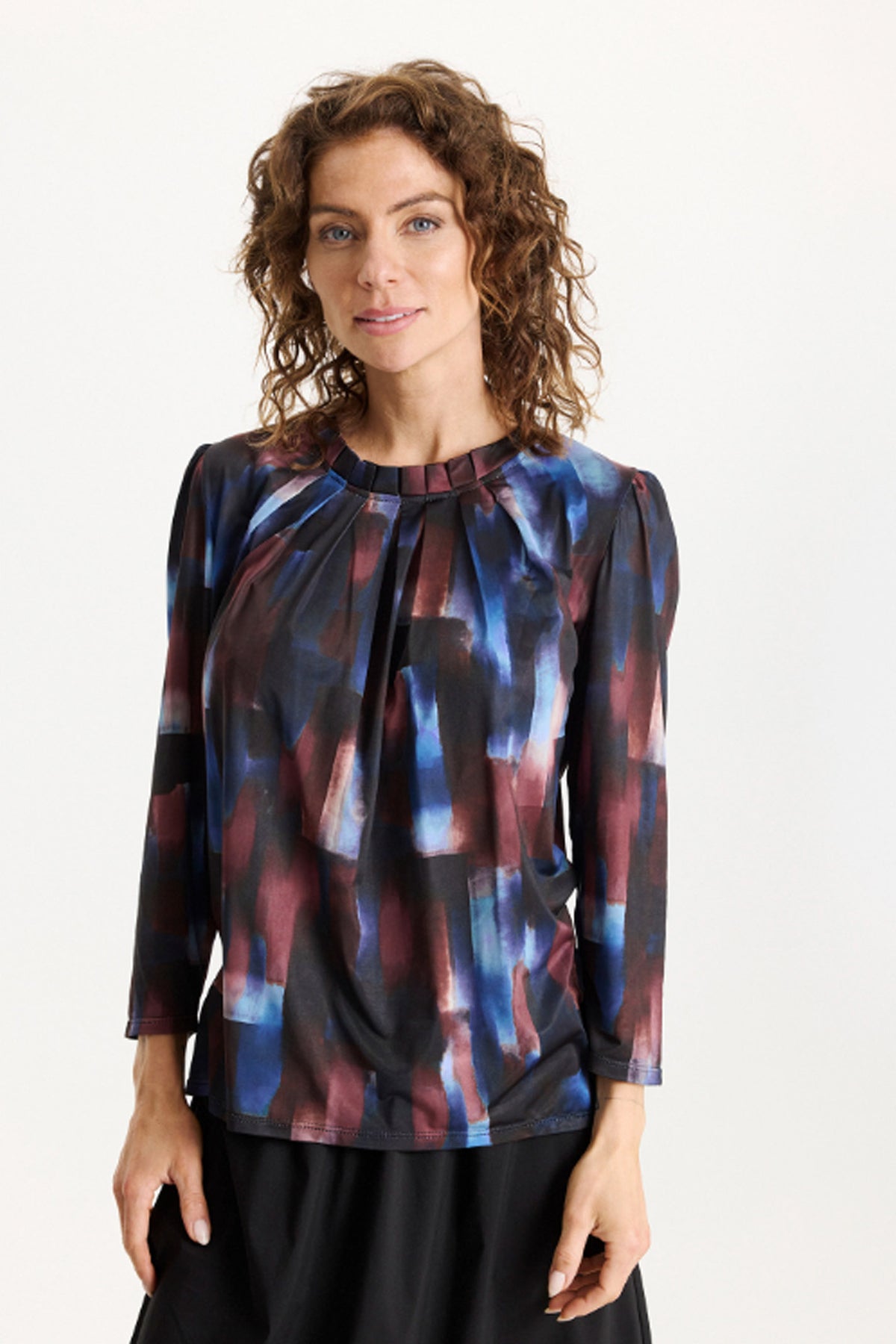Grazia blus 3/4-ärm Multi Blue - 16869