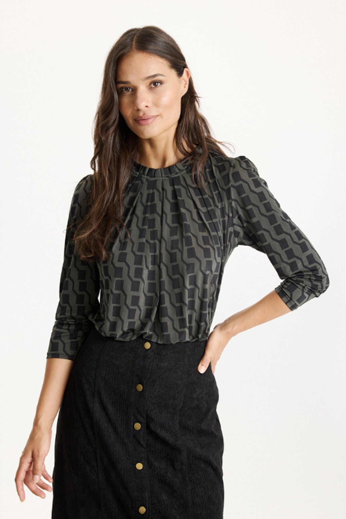 Grazia blus 3/4-ärm ARMY - 16863