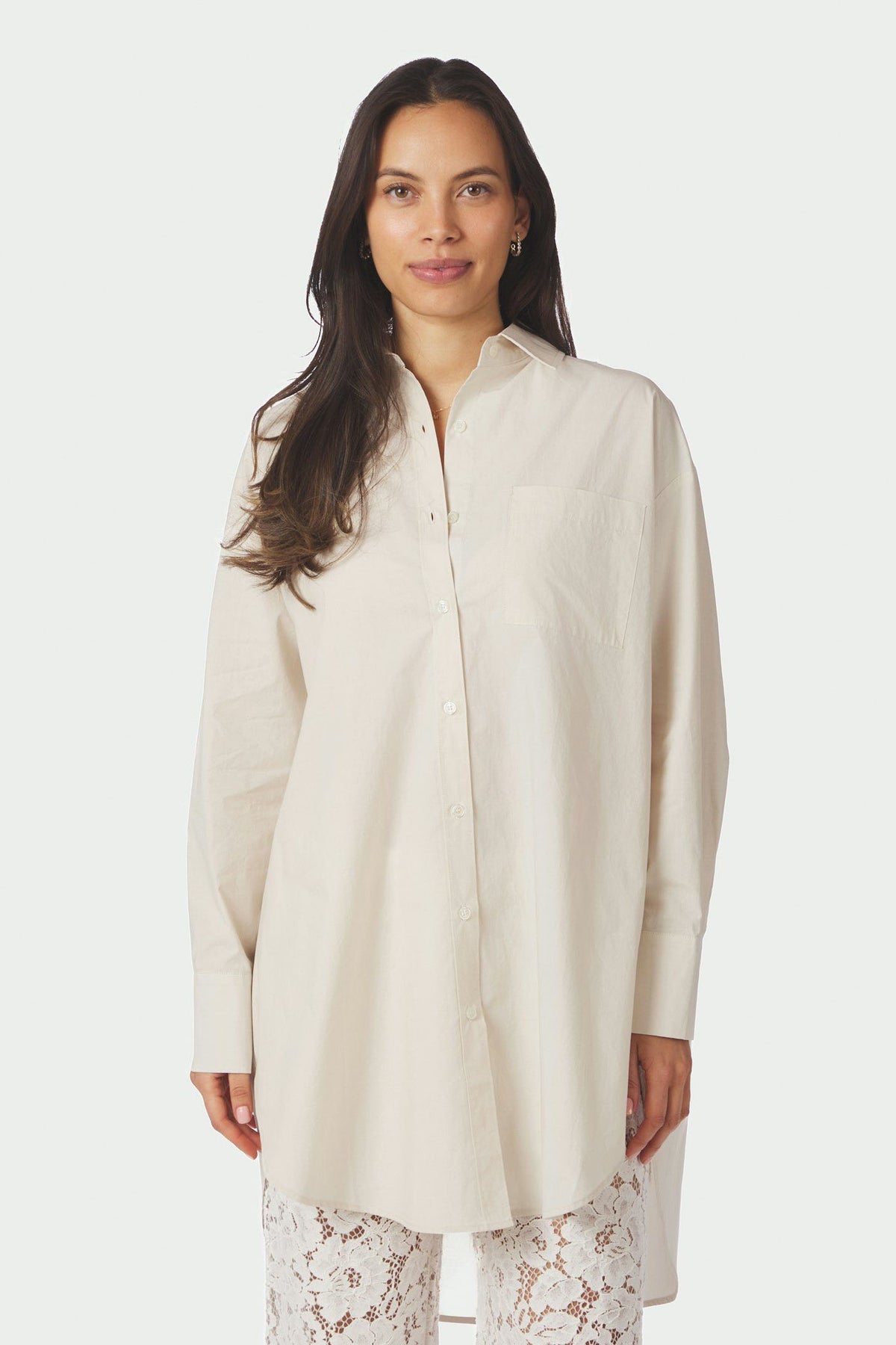 Halina Poplin Skjorta IVORY - 168623