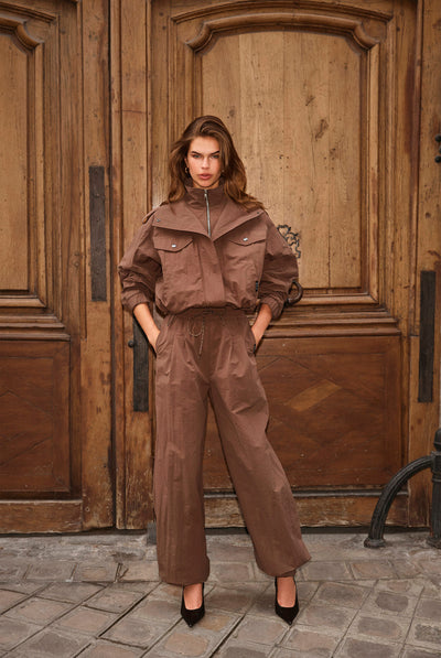 Alinacc Double Funnel Neck Jac Brown - 500810 Thumbnail