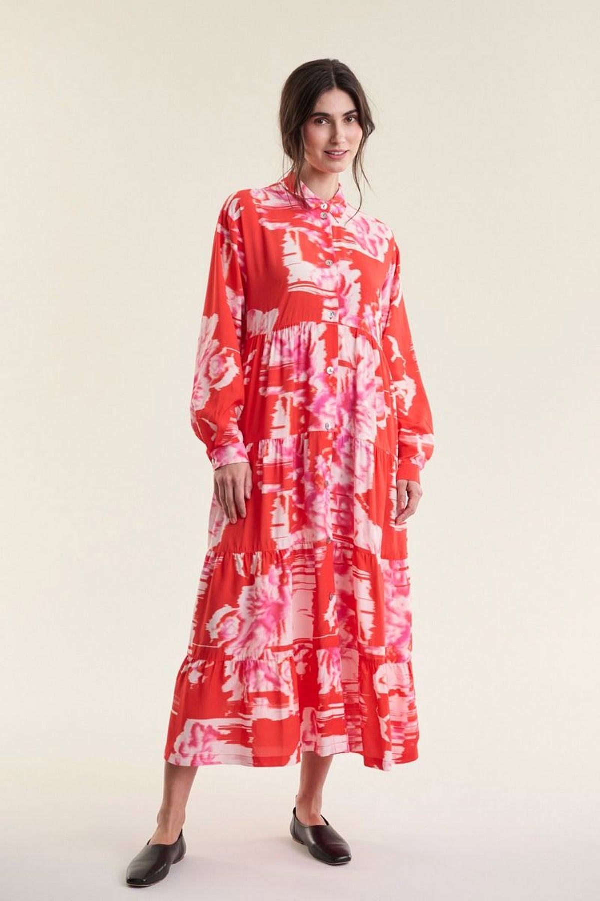 Haru FSC lång klänning KIMONO FLOWER - 263-2337-5731