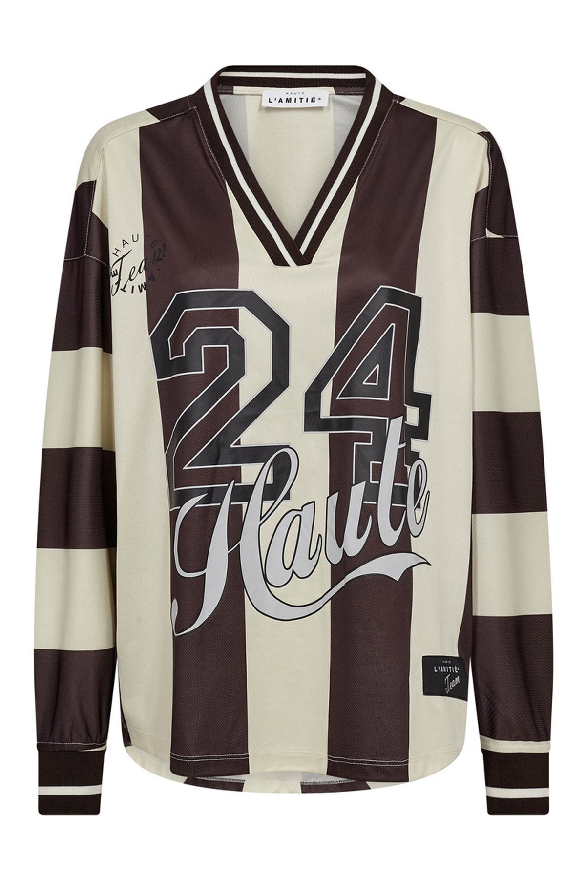 Haute 24 Stripe Blouse Mocca/ Pearl - HL10419