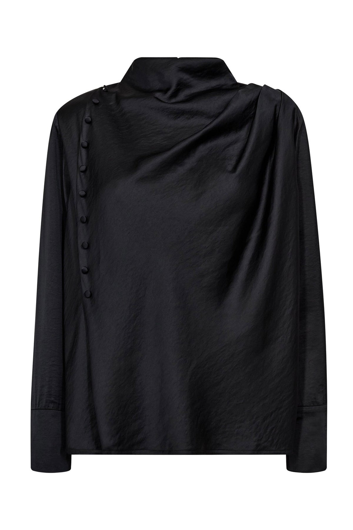 HelenCC Button Blouse 96-Black - 35985