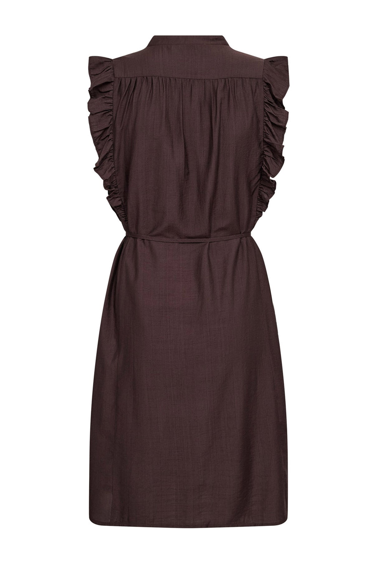 HeraCC Frill SS Crop V-Dress 145-Dark Brown - 46099