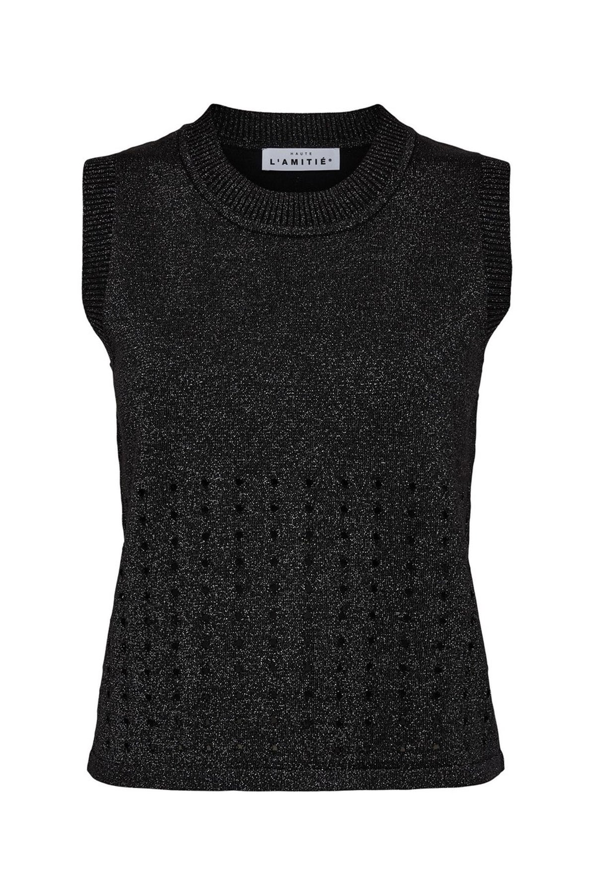 Hole Lurex Knit Top Svart - HL10397