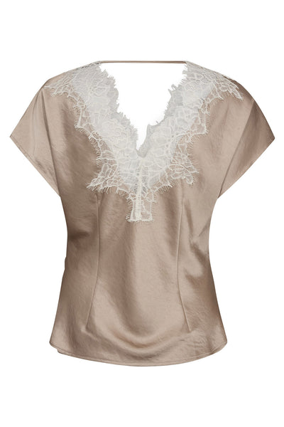 IdunCC Lace SS Blouse 320-Bisquit - 45167 Thumbnail