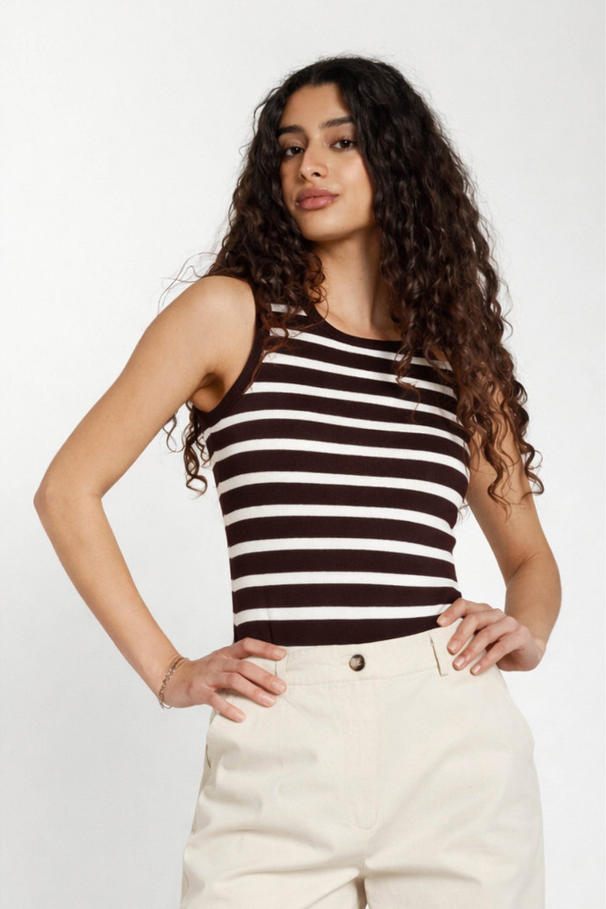 IguanuraBBBoat neck tank top BRUN RANDIG - BBW5044