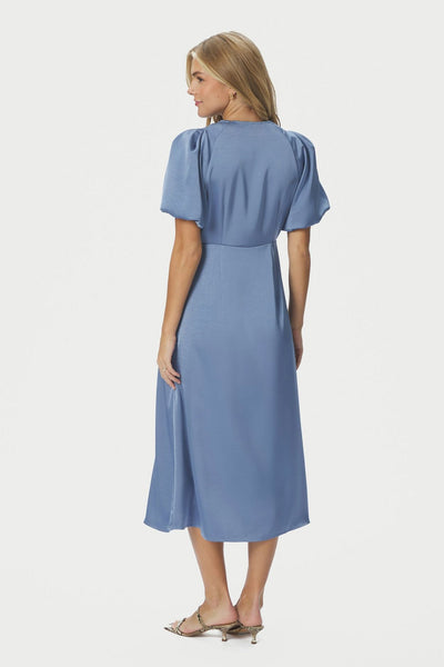 Illana Heavy Sateen Dress Smoke Blue - 162521 Thumbnail