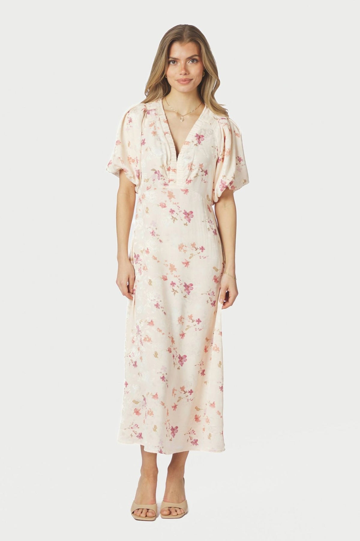 Illana Sateen Print Dress Creme - 168215