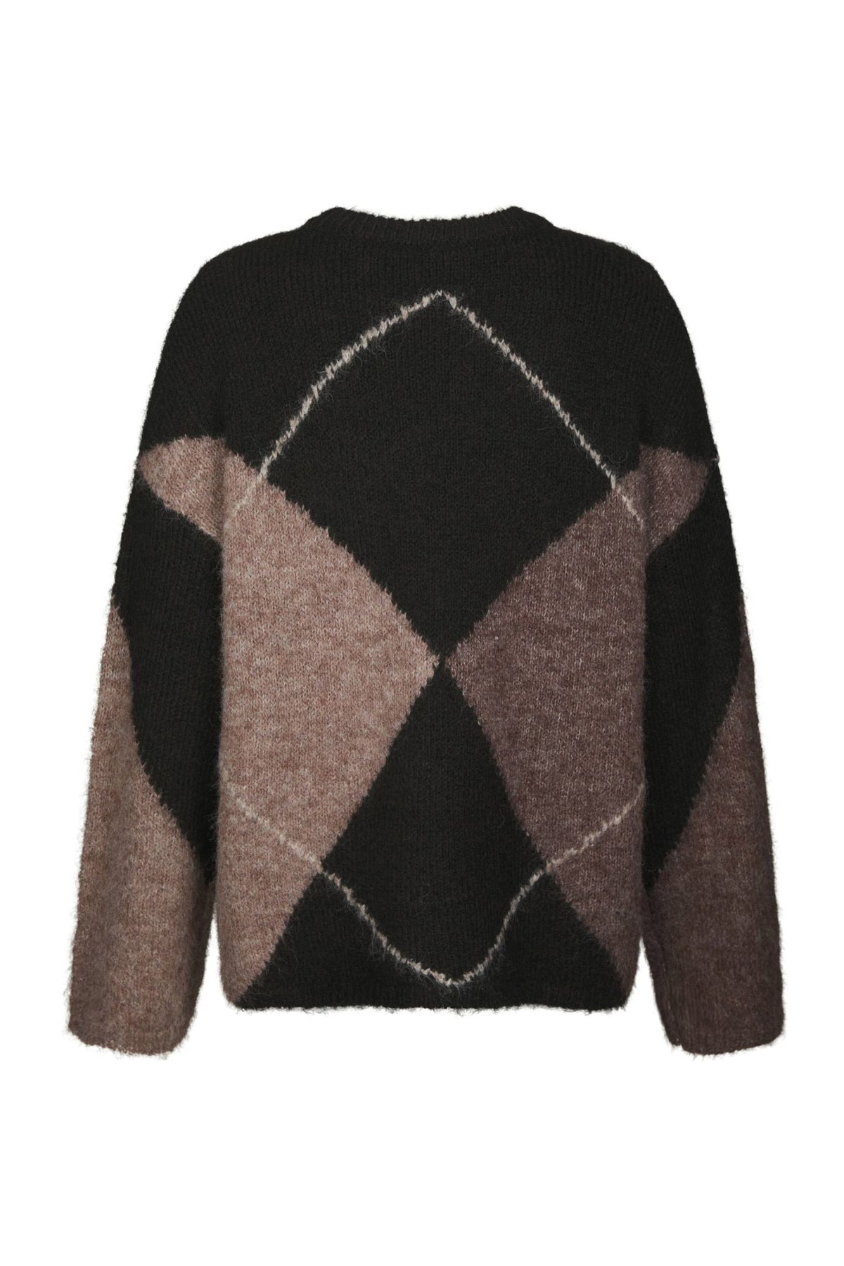 Inga Check Fluff Knit Blouse Mörkbrun - 165205