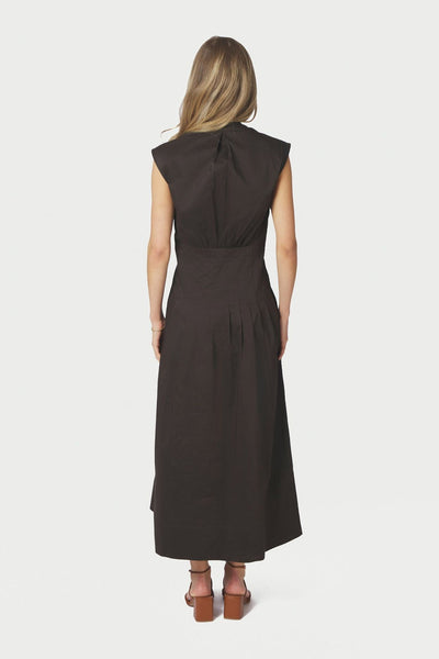 Irena Poplin Dress Chocolate Brown - 168329 Thumbnail