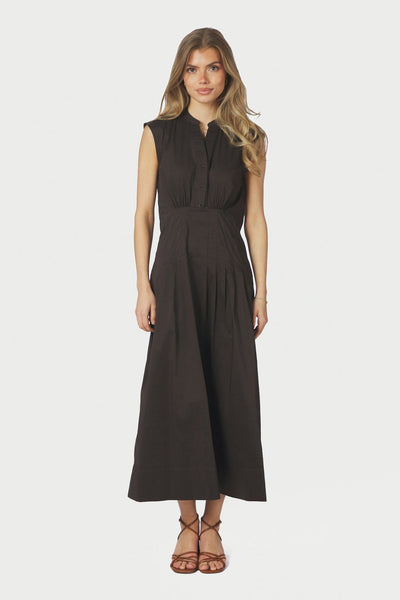 Irena Poplin Dress Chocolate Brown - 168329 Thumbnail