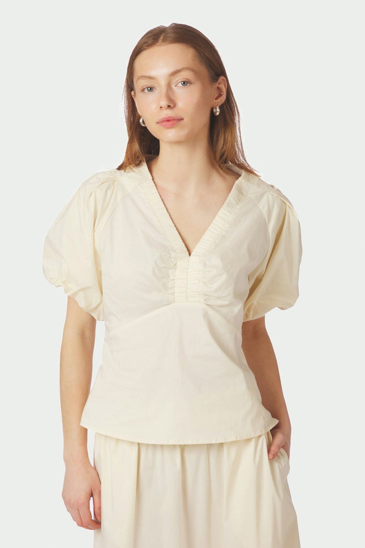 Irina Poplin-blus Smörgult - 162219