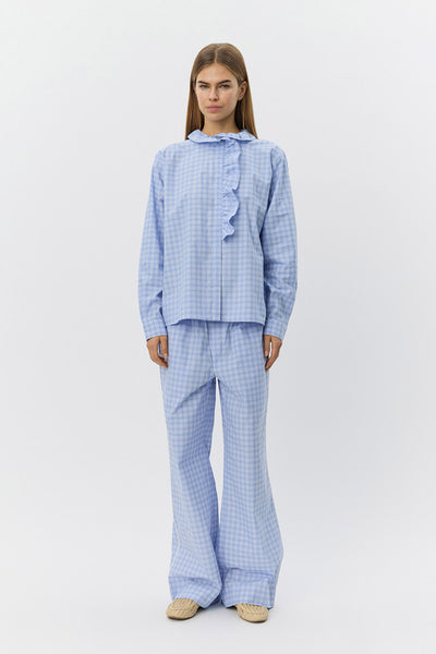 JORDENSW CHECK WIDE LEG TROUSE 5036 Blå - S261382 Thumbnail