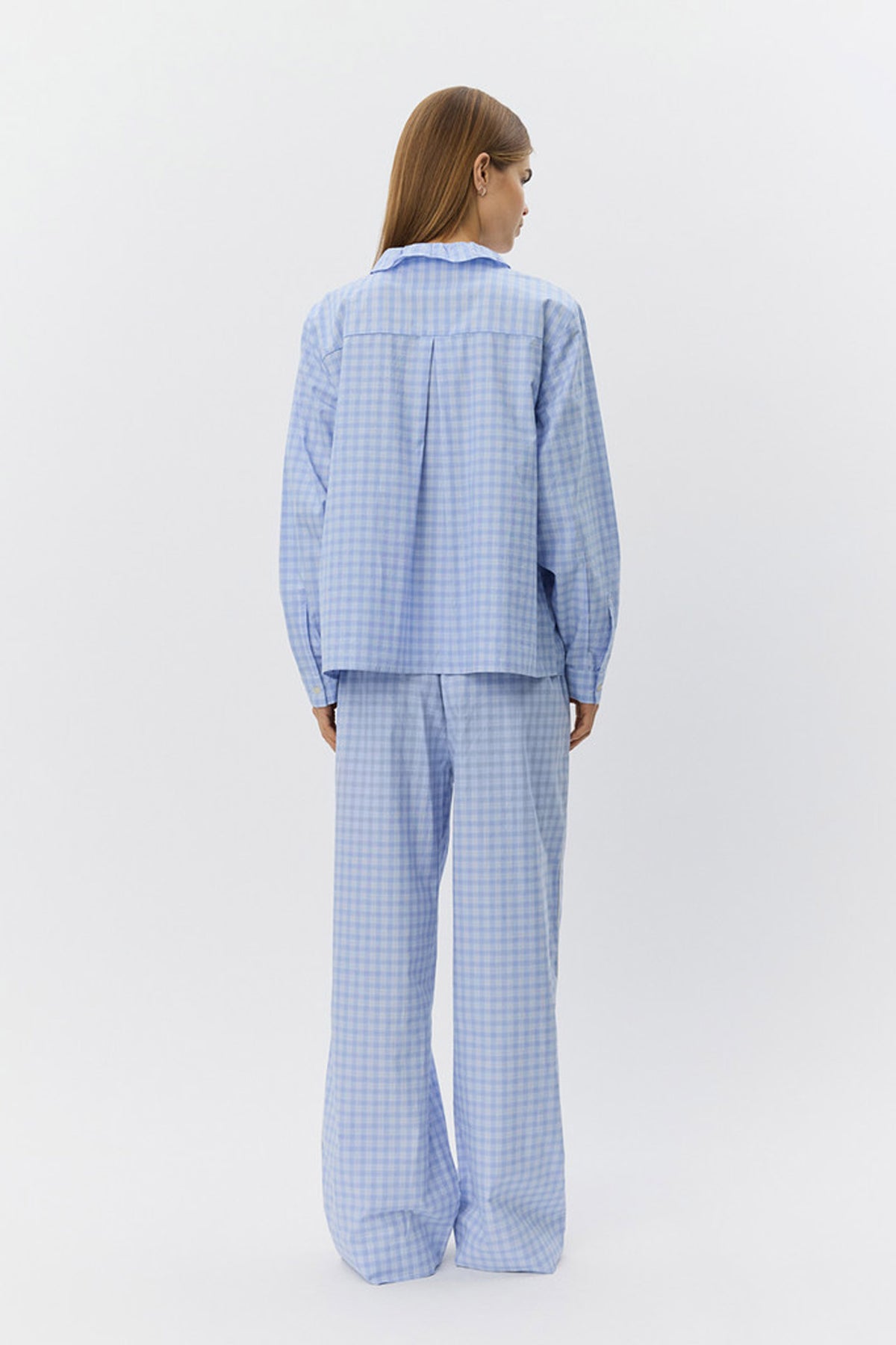 JORDENSW CHECK WIDE LEG TROUSE 5036 Blå - S261382