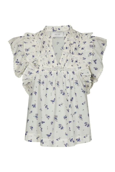Jayla Small Blossom Top Vit Blå - 165648 Thumbnail