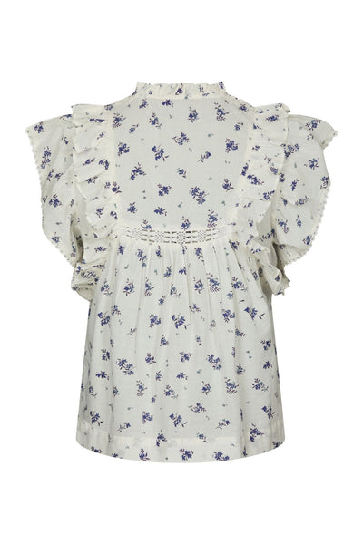 Jayla Small Blossom Top Vit Blå - 165648 Thumbnail